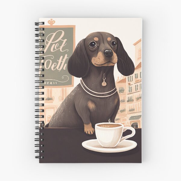 Item preview, Cute Dachshund Dog in a French Bistro Coffee Illustration designed and sold by unrealartwork.
