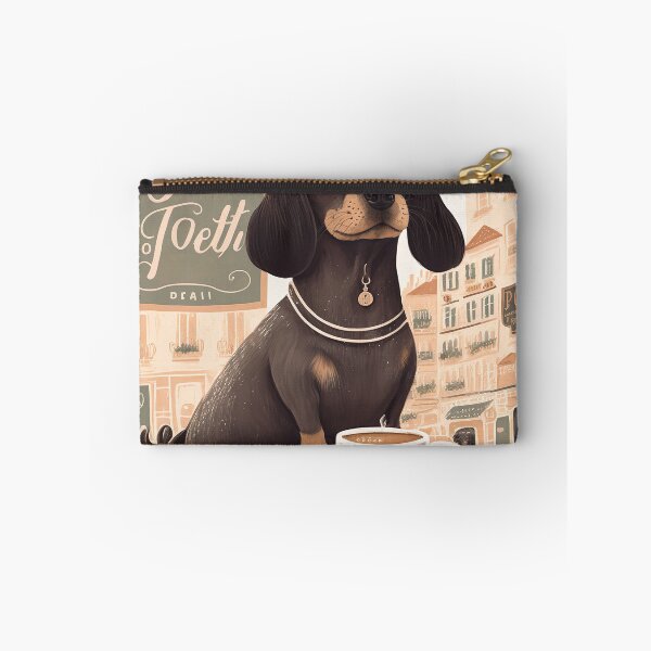 Item preview, Cute Dachshund Dog in a French Bistro Coffee Illustration designed and sold by unrealartwork.