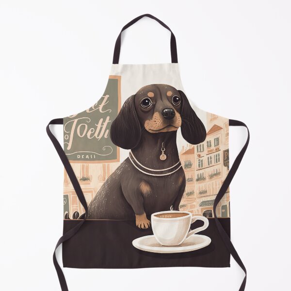 Item preview, Cute Dachshund Dog in a French Bistro Coffee Illustration designed and sold by unrealartwork.