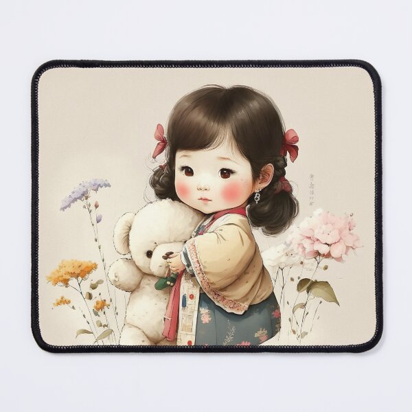 Item preview, Cute Korean Traditional Girl Drawing Illustration designed and sold by unrealartwork.