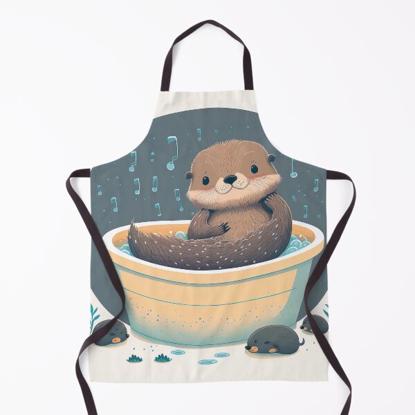 Item preview, Cute Bathroom Sea Otter Bathroom Illustration Drawing designed and sold by unrealartwork.