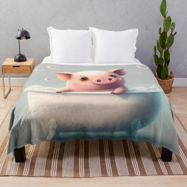 Item preview, Cute Happy Pig Bathroom Drawing Illustration designed and sold by unrealartwork.