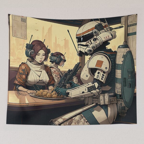 Item preview, Futuristic Japan Izakaya Drawing Illustration designed and sold by unrealartwork.