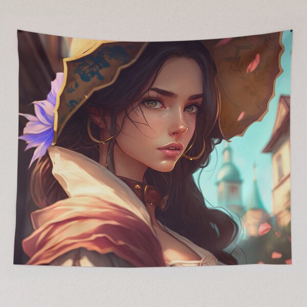 Aperçu de l'œuvre belle brunette, anime, style, femme créée et vendue par unrealartwork.