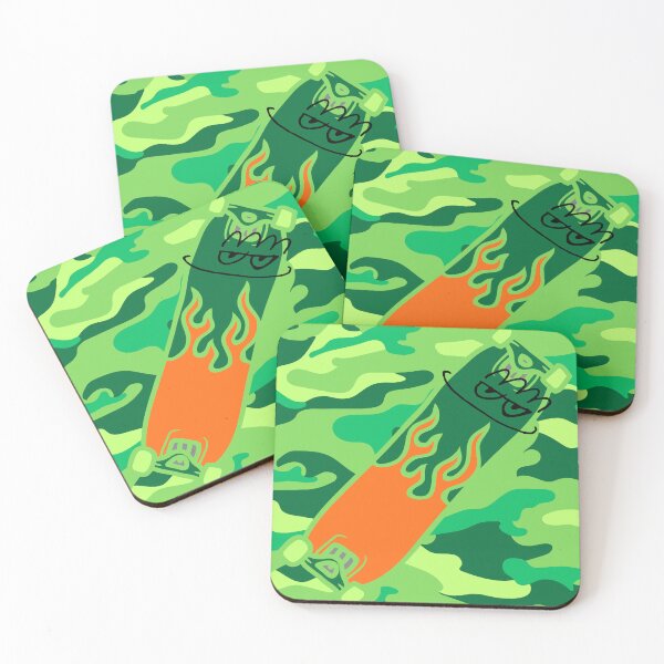 Item preview, Smirk Green Camouflage Flame Skateboard designed and sold by efoze.