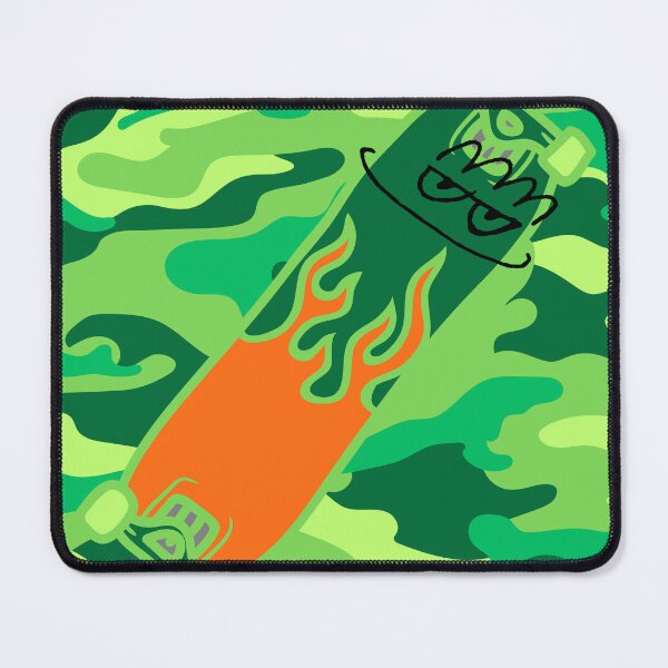 Item preview, Smirk Green Camouflage Flame Skateboard designed and sold by efoze.