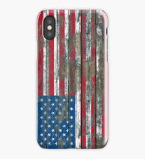 Flag of United States on Rough Wood Boards Effect iPhone Case