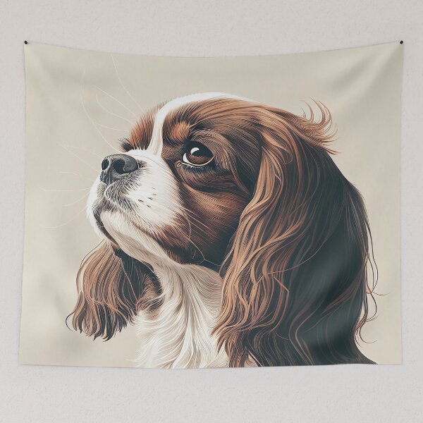 Item preview, Cavalier King Dog Portrait Illustration designed and sold by unrealartwork.