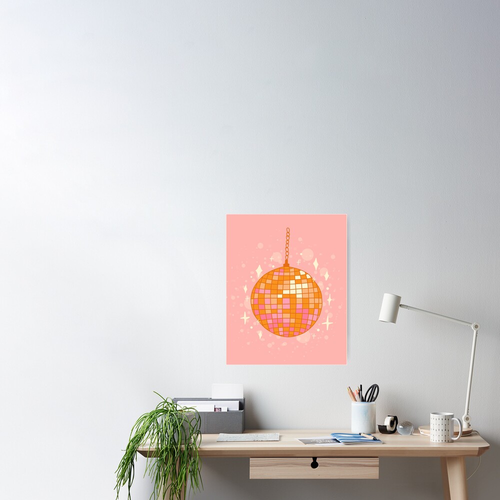 Disco Ball in Pink Art Print by Peach and Clementine Design