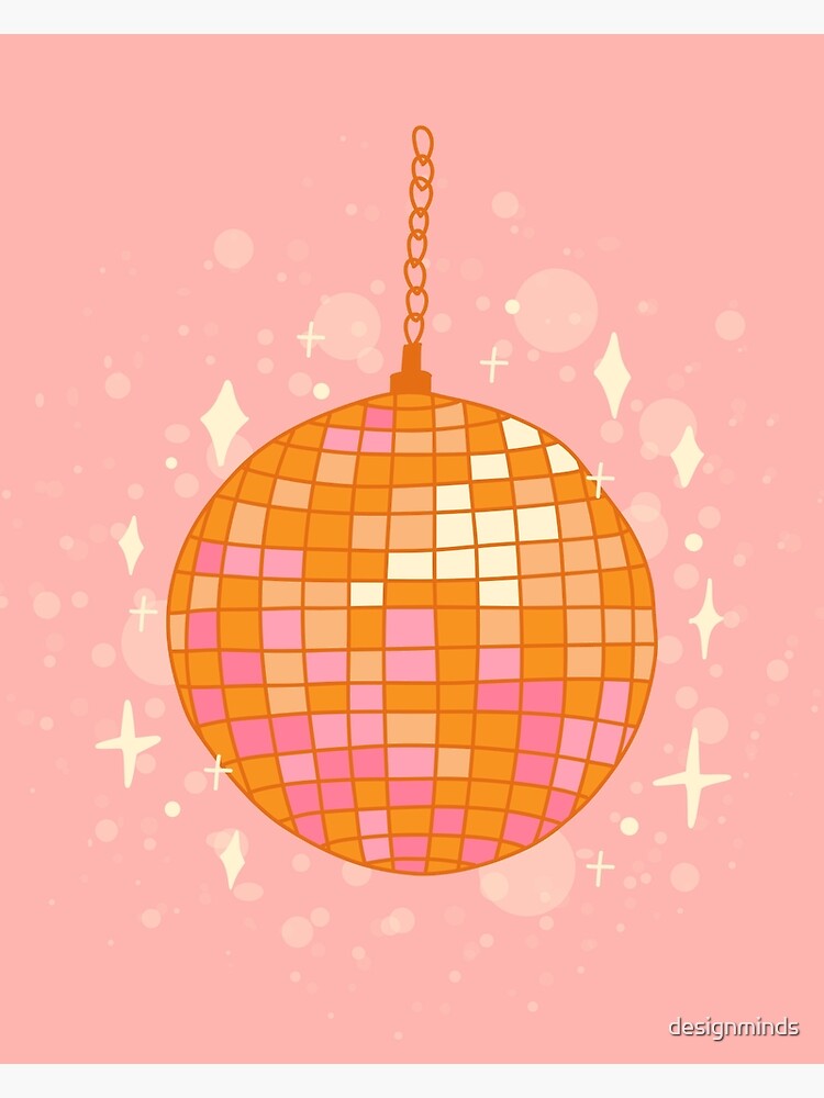 Disco Ball Print, Pink on Pink Disco Balls, Preppy Poster, Trendy