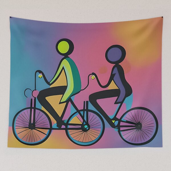 Item preview, Abstract tandem cyclists designed and sold by ibelieveimages.