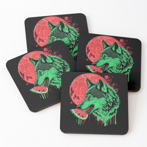 Item preview, horror wolf eating a watermelon full moon cool designed and sold by WhistlingSnail.