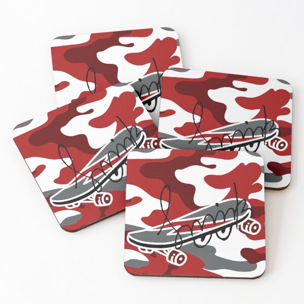 Item preview, Smirk Red Camouflage Skateboard designed and sold by efoze.