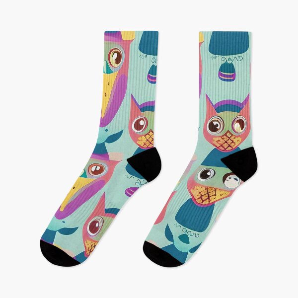 Item preview, Bright abstract owls designed and sold by ibelieveimages.