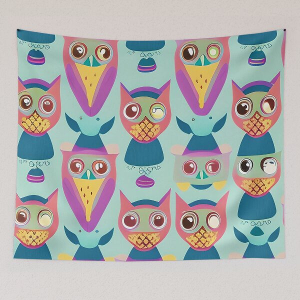 Item preview, Bright abstract owls designed and sold by ibelieveimages.