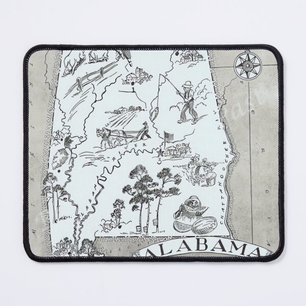 Item preview, Vintage Alabama Map designed and sold by kaiviramjaku.