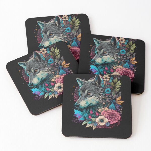 Item preview, Wolf with Flowers Nature Lover Cottagecore designed and sold by WhistlingSnail.
