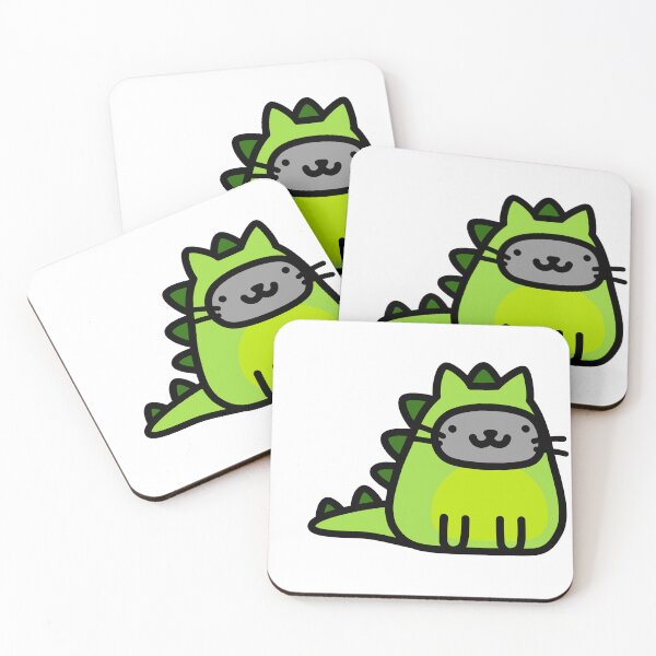 Item preview, Cute Cat in a Dinosaur costume Doodle, Green Colors  designed and sold by RiciPaneto.