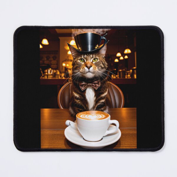 Item preview, Steampunk style coffee break. A cat portrait. designed and sold by ArtCreator2023.