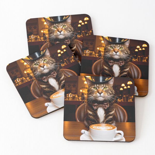 Item preview, Steampunk style coffee break. A cat portrait. designed and sold by ArtCreator2023.