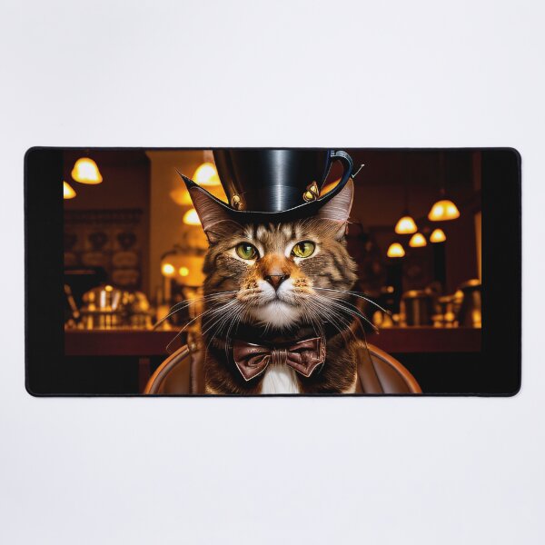 Item preview, Steampunk style coffee break. A cat portrait. designed and sold by ArtCreator2023.