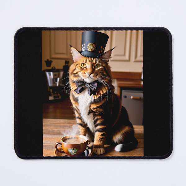 Item preview, Steam, coffee and cats. A steampunk style cat portrait. designed and sold by ArtCreator2023.