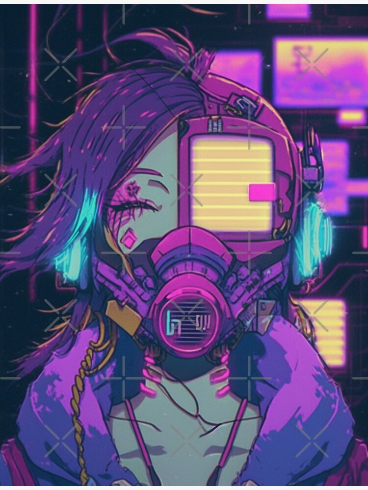 beautiful cyberpunk anime style illustration of motoko