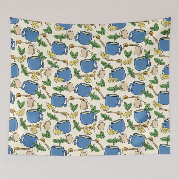 Item preview, Mug of Lemon Mint Tea with Honey Seamless Pattern Design designed and sold by CreativeDraws42.