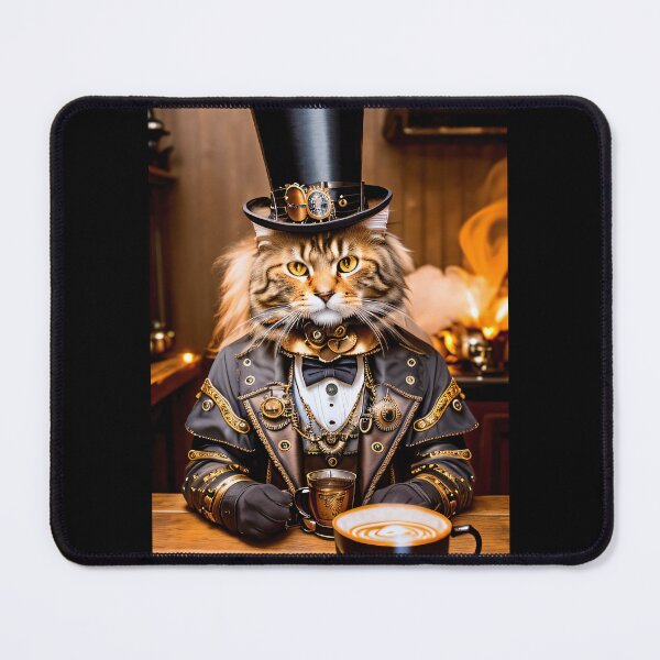 Item preview, The hangover and the coffee maker. Steampunk Cat Portrait. designed and sold by ArtCreator2023.