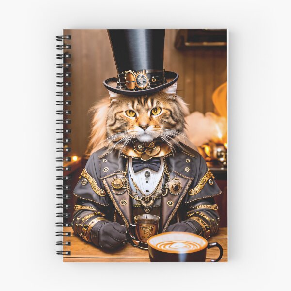 Item preview, The hangover and the coffee maker. Steampunk Cat Portrait. designed and sold by ArtCreator2023.