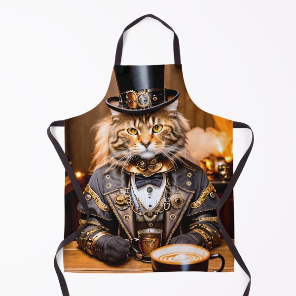 Item preview, The hangover and the coffee maker. Steampunk Cat Portrait. designed and sold by ArtCreator2023.