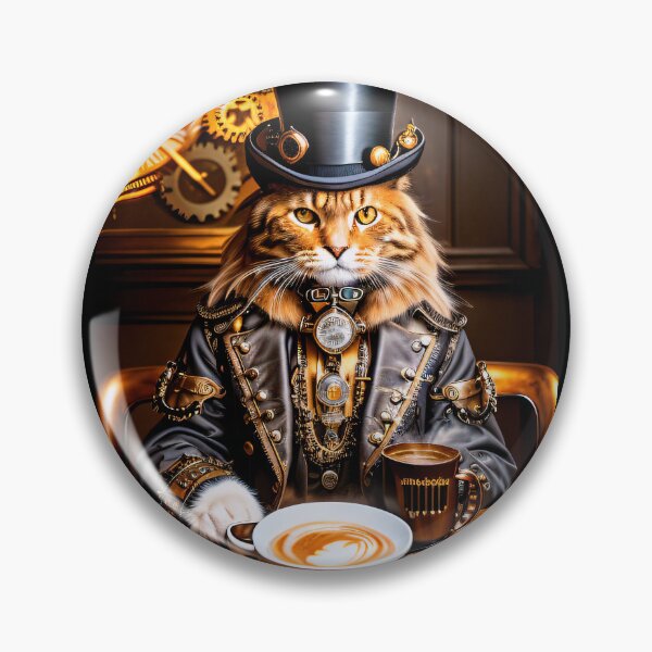 Item preview, When steampunk cats drink coffee. A portrait designed and sold by ArtCreator2023.