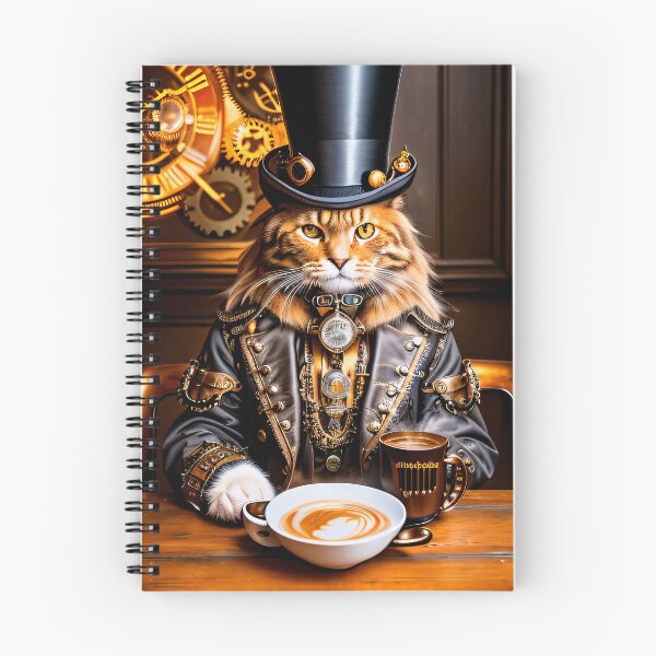 Item preview, When steampunk cats drink coffee. A portrait designed and sold by ArtCreator2023.