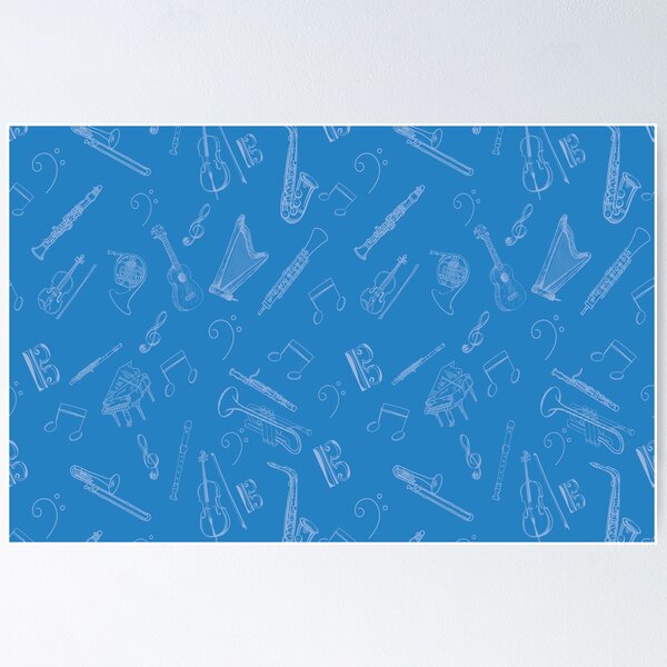 Item preview, Musical instruments pattern treble clef bass clef tenor or alto clef designed and sold by piesdesignart.
