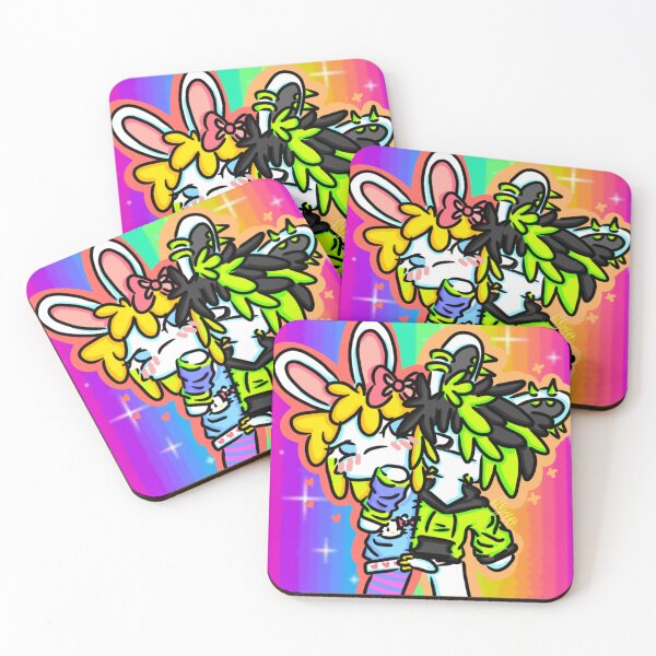 Item preview, Emo bunny with rainbow background designed and sold by fidgettbiscuit.