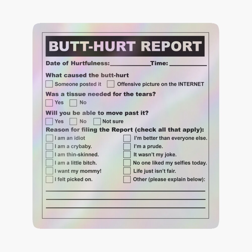 butt-hurt report" poster for salelaserraptor | redbubble