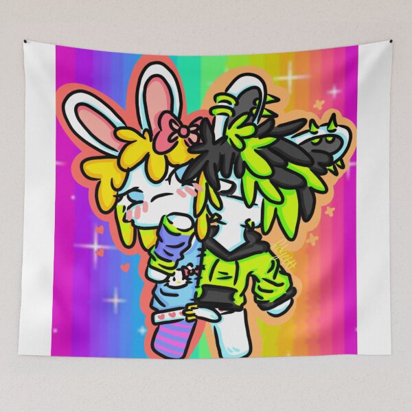 Item preview, Emo bunny with rainbow background designed and sold by fidgettbiscuit.