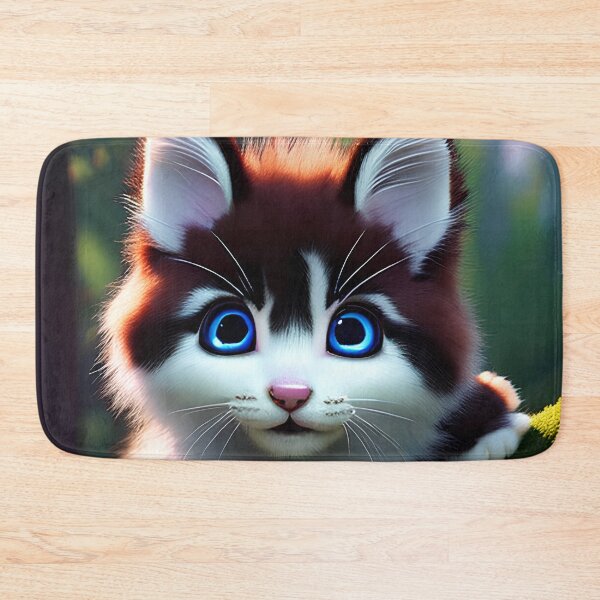 Item preview, Hopeful Eyes - Brown and White Kitten on a Mossy Branch with Forest Background designed and sold by BuyByButterfly.