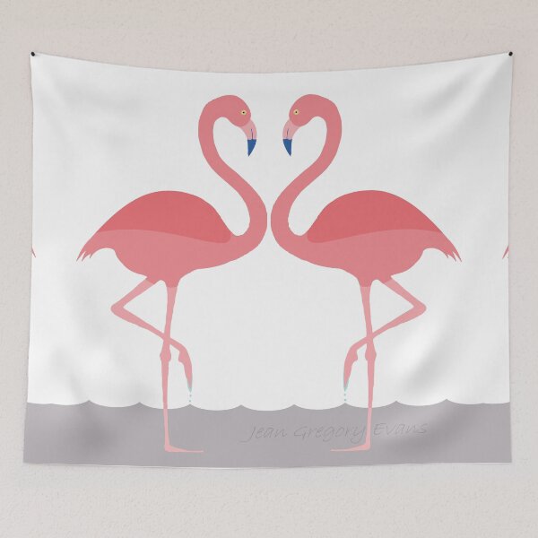 Item preview, TWO PINK FLAMINGO WADING designed and sold by Jean Gregory Evans.