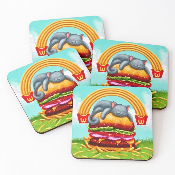 Item preview, The greedy cat eats his hamburger designed and sold by Elodie-Uft.