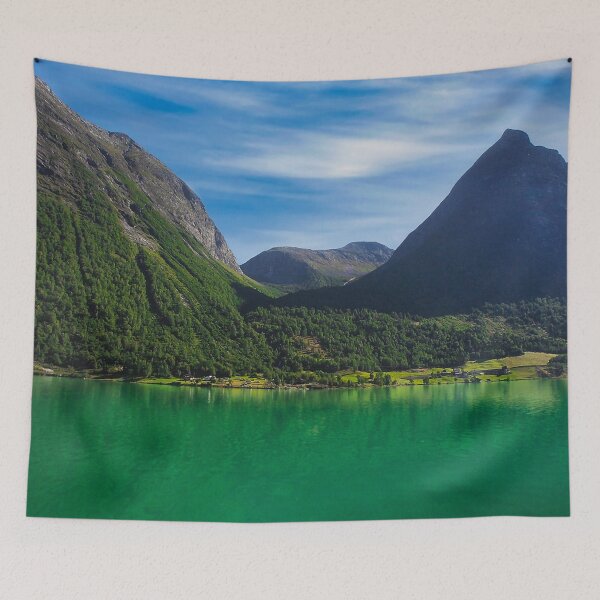 Item preview, Scenic view of lake and mountains against sky designed and sold by ImgPrint.