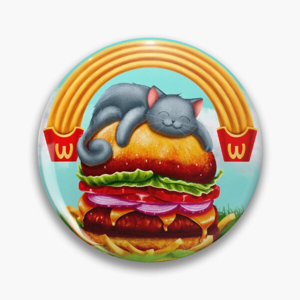 Item preview, The greedy cat eats his hamburger designed and sold by Elodie-Uft.