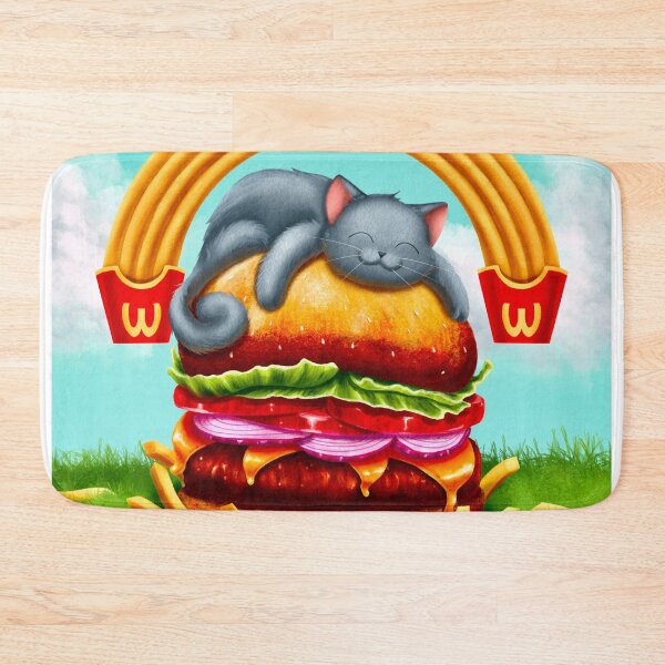 Item preview, The greedy cat eats his hamburger designed and sold by Elodie-Uft.