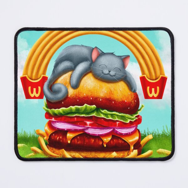 Item preview, The greedy cat eats his hamburger designed and sold by Elodie-Uft.