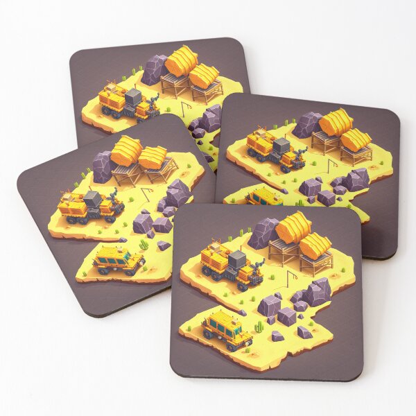 Item preview, Isometric mining quarry, heavy-duty truck and a mining excavator. Factories or industrial isometric game 3D, excavator. designed and sold by One Piece Bounty Poster.