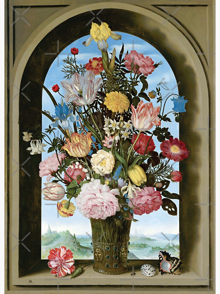 Thumbnail 3 of 3, Sticker, Vase of Flowers in a Window | Ambrosius Bosschaert designed and sold by LaMadeleine.