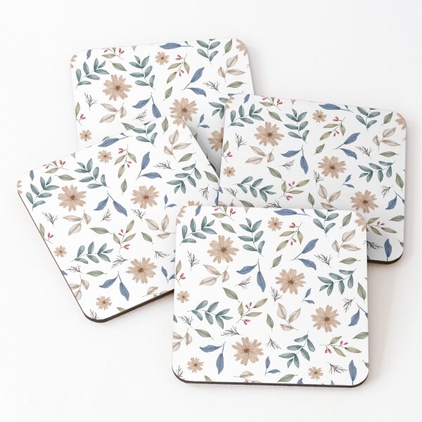 Item preview, Rustic floral pattern design cozy and warm brown vintage flowers by stikle design designed and sold by Stikle.