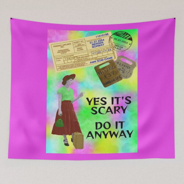 Item preview, Feminist Humanist Quote - Yes It's Scary Do It Anyway designed and sold by LethalPixieDust.