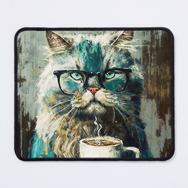 Item preview, Cat drinking coffee portrait designed and sold by Petru&Myself.