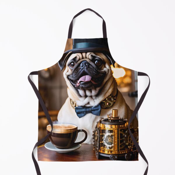 Item preview, A steampunk pug on a coffee break designed and sold by ArtCreator2023.